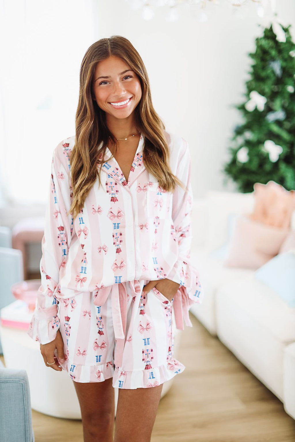 Let's Get Cracking Nutcracker Pajama Shorts - Pink