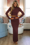 Duality Top and Maxi Skirt Set - Burgundy